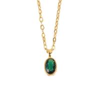 Kubický zirkon Micro vydláždit mosaz náhrdelník, s 10cm extender řetězce, barva pozlacený, módní šperky & micro vydláždit kubické zirkony & pro ženy, dvě různé barevné, Délka 40 cm, Prodáno By PC