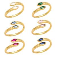 Sześciennych cyrkon Brass Ring Finger, Mosiądz, ze Sześcienna cyrkonia, Platerowane w kolorze złota, dla kobiety, dostępnych więcej kolorów, bez zawartości niklu, ołowiu i kadmu, 8mm, średnica wewnętrzna:około 18mm, sprzedane przez PC
