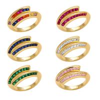Kubisk Circonia Micro bane messing Ring, med Cubic Zirconia, guldfarve belagt, for kvinde, flere farver til valg, nikkel, bly & cadmium fri, 10mm, Indvendig diameter:Ca. 18mm, Solgt af PC