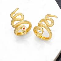 Evil Eye Jewelry Finger Ring Brass Snake gold color plated for woman & enamel nickel lead & cadmium free 34mm Inner Approx 18mm Sold By PC