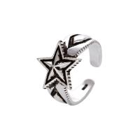 Tibetan Style Finger Ring, Star, anoint, vintage & Unisex, silver color, nickel, lead & cadmium free, Inner Diameter:Approx 17mm, Sold By PC