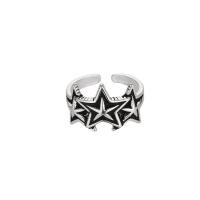 Cink Alloy Finger Ring, Zvijezda, Berba & za žene, srebro, nikal, olovo i kadmij besplatno, Unutarnji promjer:Približno 17mm, Prodano By PC