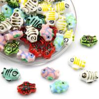 陶磁器のジュエリービーズ, 磁器, 魚, DIY, 無色, 12x15mm, 約 2パソコン/バッグ, 売り手 バッグ