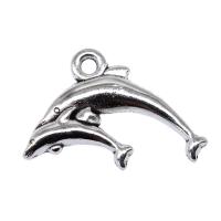 Zinc Alloy Animal Pendants Dolphin antique silver color plated vintage & DIY nickel lead & cadmium free Sold By PC
