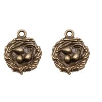 Tibetan Style Pendants, Bird Nest, plated, vintage & DIY, more colors for choice, nickel, lead & cadmium free, 19x15mm, Sold By PC