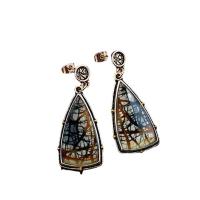 Lampwork Jewelry Earring, Tibetan Style, with Lampwork, antique silver color plated, fashion jewelry & for woman, nickel, lead & cadmium free, 18x44mm, Sold By Pair