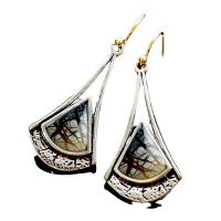 Lampwork Jewelry Earring, Tibetan Style, with Lampwork, antique silver color plated, fashion jewelry & for woman, nickel, lead & cadmium free, 18x44mm, Sold By Pair