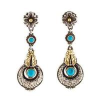 Turquoise Earring, Tibetan Style, with turquoise, antique silver color plated, fashion jewelry & for woman, nickel, lead & cadmium free, 16x50mm, Sold By Pair
