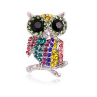 Rhinestone Brooch, Tibetan Style, Owl, Unisex & different styles for choice & with rhinestone, nickel, lead & cadmium free, Sold By PC