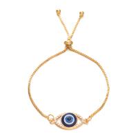 Evil Eye Jewelry Bracelet Zinc Alloy with Resin Adjustable & for woman & with rhinestone golden nickel lead & cadmium free 23mm Length Approx 6.29-9.44 Inch Sold By PC