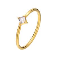 Cubic Zirconia Stainless Steel Finger Ring 304 Stainless Steel Vacuum Ion Plating & micro pave cubic zirconia & for woman golden 5.40mm Sold By PC