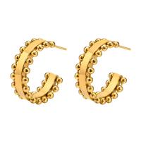 Stainless Steel Stud Earrings, 304 Stainless Steel, Vacuum Ion Plating, fashion jewelry & for woman, golden, 22.80x8mm, Sold By Pair