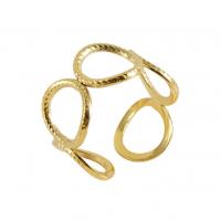 Пальцевидное Кольцо Титановой Стали, титан, 18K позолоченный, ювелирные изделия моды & Женский, Золотой, размер:7, продается PC