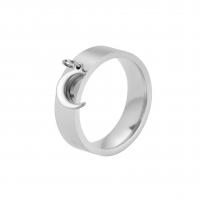 Stainless Steel Finger Ring, 201 Stainless Steel, Moon, Vacuum Ion Plating, fashion jewelry & different size for choice, more colors for choice, 7.50x9.50mm, US Ring Size:7-9, Sold By PC