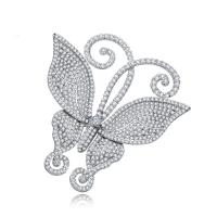Cubic Zirconia Brooch Brass Butterfly platinum color plated micro pave cubic zirconia & for woman nickel lead & cadmium free Sold By PC