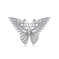 Cubic Zirconia Brooch, Brass, Butterfly, platinum color plated, micro pave cubic zirconia & for woman, nickel, lead & cadmium free, 48.30x30.20mm, Sold By PC