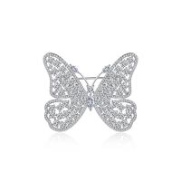 Cubic Zirconia Brooch, Brass, Butterfly, platinum color plated, micro pave cubic zirconia & for woman, nickel, lead & cadmium free, 44.30x37.80mm, Sold By PC