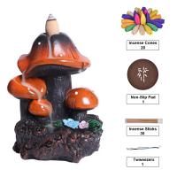 Backflow Incense Burner, Resin, mushroom, handmade, for home and office & durable, 150x140x140mm, Sold By PC