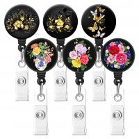 ABS Plastic Badge Holder portable & Unisex & retractable & with flower pattern & epoxy gel Sold By PC