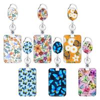 ABS Plastic Lanyard Card Holder with Zinc Alloy printing portable & Unisex & retractable 34mm Sold By Set
