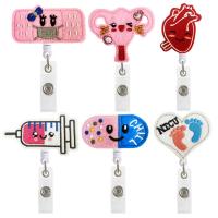 ABS Plastic Badge Holder, with Felt, Embroidery, portable & Unisex & retractable, more colors for choice, 85x32mm, Sold By PC