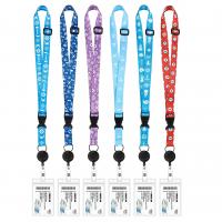 Polyester Lanyard Card Holder, with PVC Plastic, printing, portable & Unisex & retractable, more colors for choice, 15x88mm, Sold By Set