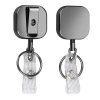 Zinc Alloy Badge Holder Square plated portable & Unisex & retractable gun grey 40mm Sold By PC