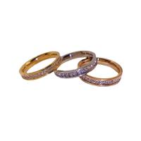 Titanium Steel Bracelet & Bangle Vacuum Ion Plating & for woman & with rhinestone US Ring Sold By PC