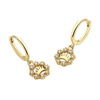 Brass Drop Earring Crown plated Korean style & for woman & with rhinestone Sold By Lot