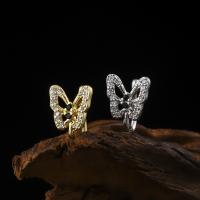 Messing Næse Piercing smykker, Butterfly, forgyldt, Unisex & med rhinestone, flere farver til valg, nikkel, bly & cadmium fri, 1.0-1.2mm, Solgt af PC