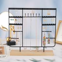Iron Earring Display, with Wood, durable, black, nickel, lead & cadmium free, 280x75x300mm, Sold By PC