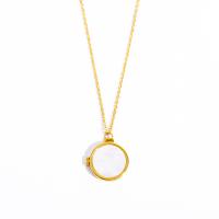 Stainless Steel Jewelry Necklace with Shell with 5cm extender chain Vacuum Ion Plating fashion jewelry & micro pave cubic zirconia & for woman Length 45 cm Sold By PC