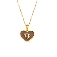 Titanium Steel Necklace with 5cm extender chain Heart 18K gold plated fashion jewelry & for woman & enamel 25mm Length 40 cm Sold By PC