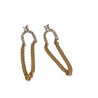 Brass Drop Earring with Iron plated for woman & with rhinestone nickel lead & cadmium free 50mm Sold By Pair