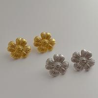 Brass Stud Earring, Flower, plated, for woman, more colors for choice, nickel, lead & cadmium free, 22mm, Sold By Pair