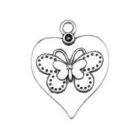 Tibetan Style Heart Pendants, antique silver color plated, vintage & DIY, nickel, lead & cadmium free, 25x20mm, Sold By PC