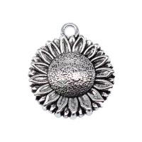 Tibetan Style Flower Pendants, Sunflower, antique silver color plated, vintage & DIY, nickel, lead & cadmium free, 23x20mm, Sold By PC