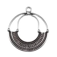 Tibetan Style Pendants, Round, antique silver color plated, vintage & DIY & hollow, nickel, lead & cadmium free, 45x40mm, Sold By PC