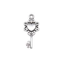 Tibetan Style Key Pendants, antique silver color plated, vintage & DIY, nickel, lead & cadmium free, 12x26mm, Sold By PC