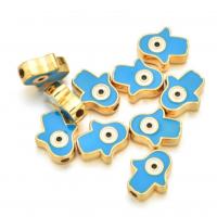 Fashion Evil Eye Jewelry Beads Brass Hand gold color plated DIY & enamel nickel lead & cadmium free Sold By Bag