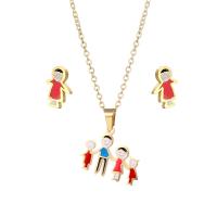 Fashion Stainless Steel Jewelry Sets, Stud Earring & necklace, 304 Stainless Steel, polished, 2 pieces & for woman & enamel, Length:Approx 17.72 Inch, Sold By Set