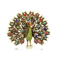 Rhinestone Brooch, Tibetan Style, Peacock, fashion jewelry & for woman & with rhinestone, more colors for choice, nickel, lead & cadmium free, 73x60mm, Sold By PC