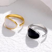 Stainless Steel Finger Ring, 304 Stainless Steel, plated, fashion jewelry & for woman & enamel, more colors for choice, Sold By PC