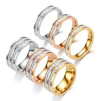 Titanium Steel Finger Ring Vacuum Ion Plating Unisex  & micro pave cubic zirconia 4mm 8mm Sold By PC