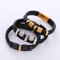 PU Leather Cord Bracelets, with 316L Stainless Steel, Double Layer & fashion jewelry & for man, more colors for choice, 8mm, Length:Approx 8.27 Inch, Sold By PC