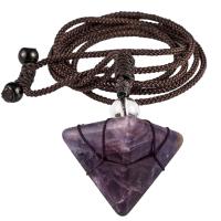 Collier bijoux de pierre gemme, avec corde en nylon, Pyramidal, Réglable & différents matériaux pour le choix & pour femme, 25x26mm, Vendu par Environ 18.11-31.5 pouce brin