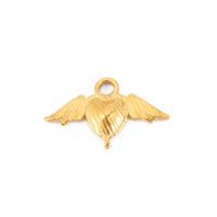 Stainless Steel Heart Pendants 304 Stainless Steel Angel Wing Vacuum Ion Plating DIY Sold By PC