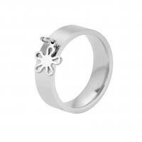 Stainless Steel Finger Ring, 201 Stainless Steel, Flower, Vacuum Ion Plating, fashion jewelry & different size for choice & for woman, more colors for choice, 8x9.50mm, US Ring Size:7-9, Sold By PC