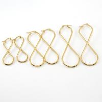 Stainless Steel Lever Back Earring 304 Stainless Steel Number 8 real gold plated & for woman & hollow Sold By Lot