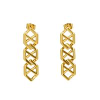 Titanium Steel  Earring, Geometrical Pattern, 18K gold plated, fashion jewelry & for woman & hollow, 27x12mm, 5Pairs/Lot, Sold By Lot